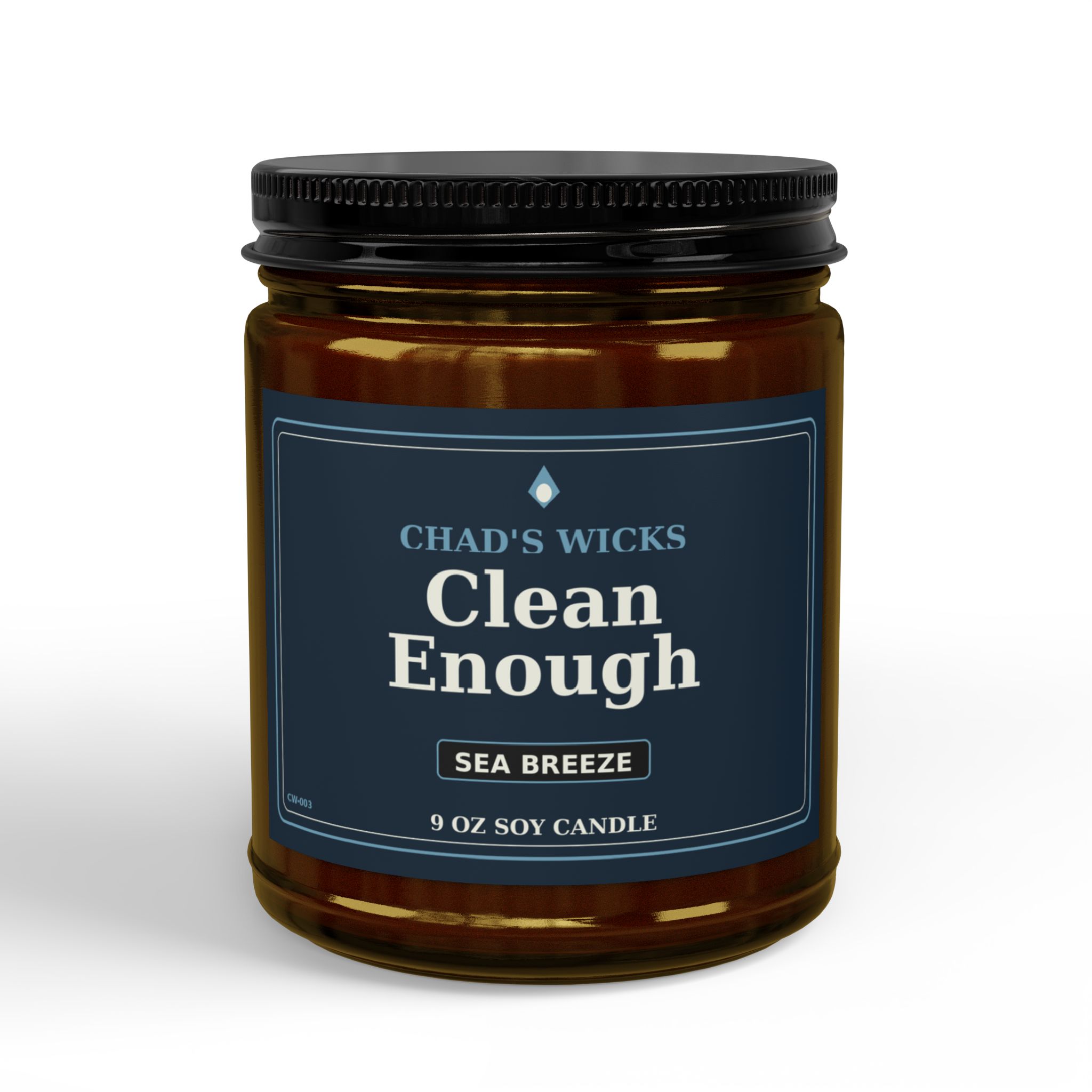 Clean Enough Sea Breeze Soy Candle — 9oz Amber Jar