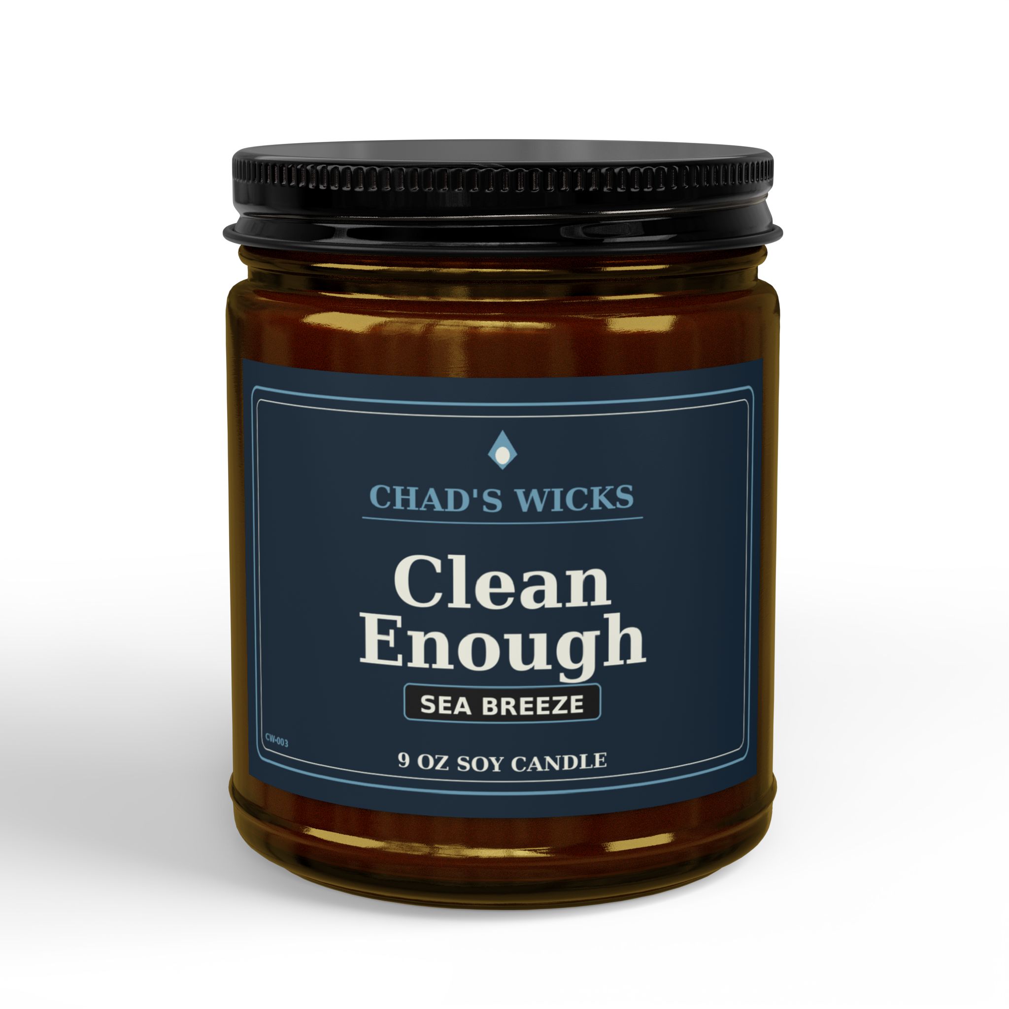 Clean Enough Chad’s Wicks amber jar candle mockup