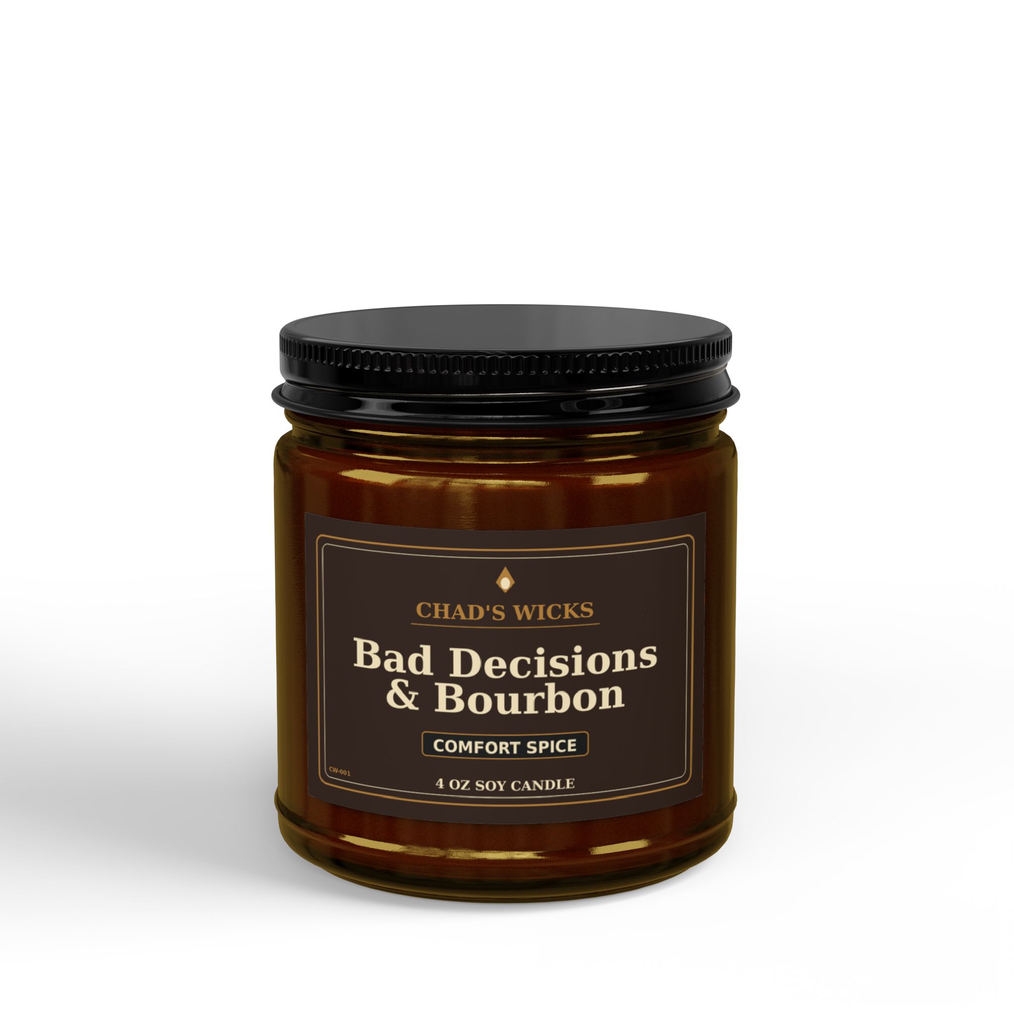 Bad Decisions & Bourbon Comfort Spice Soy Candle — 4oz Amber Jar