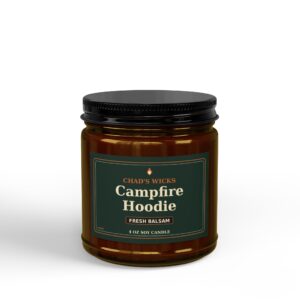 Campfire Hoodie Fresh Balsam Soy Candle — 4oz Amber Jar