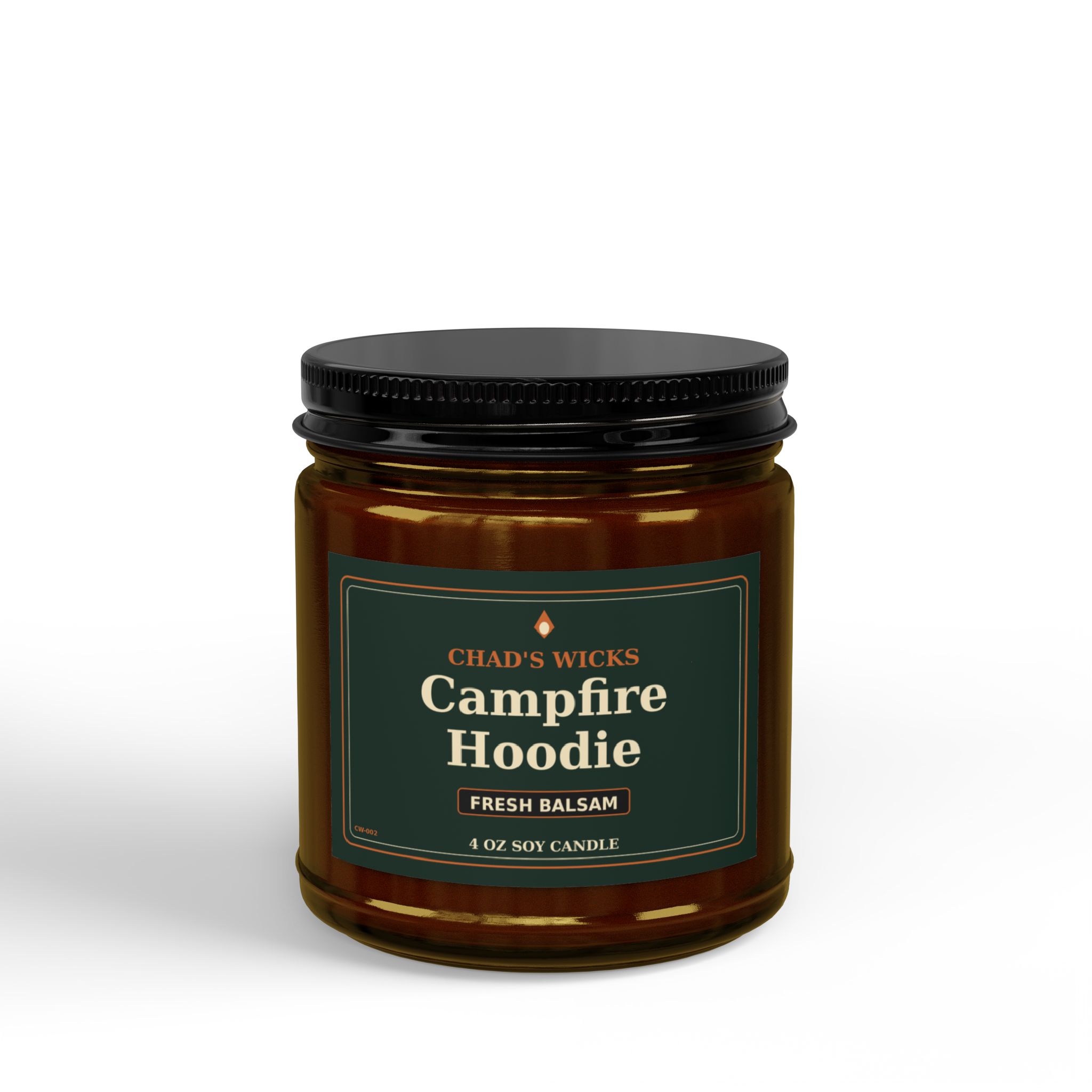 Campfire Hoodie Fresh Balsam Soy Candle — 4oz Amber Jar