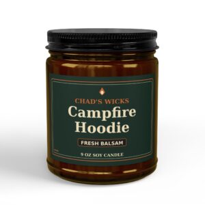 Campfire Hoodie Fresh Balsam Soy Candle — 9oz Amber Jar