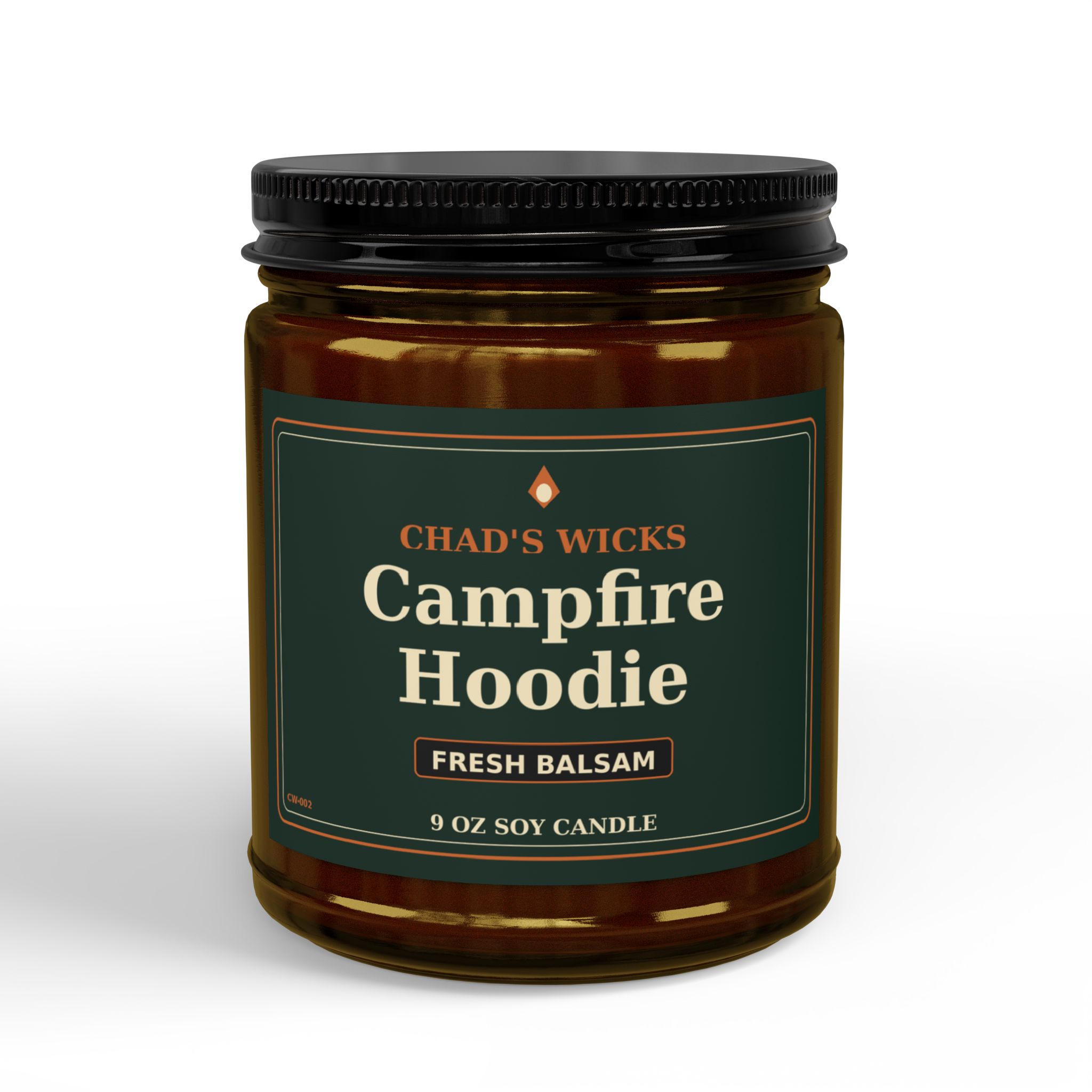 Campfire Hoodie Fresh Balsam Soy Candle — 9oz Amber Jar